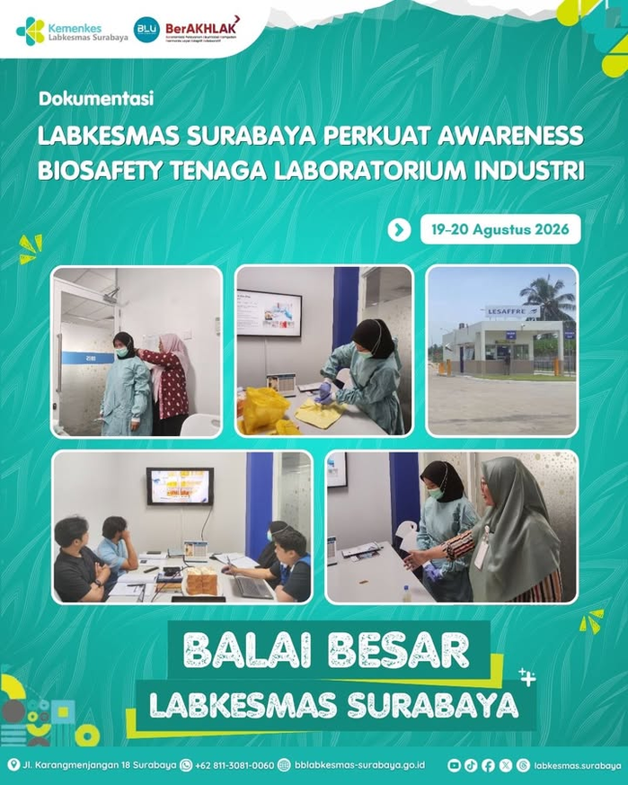 Labkesmas Surabaya Perkuat Awareness Biosafety Tenaga Laboratorium Industri